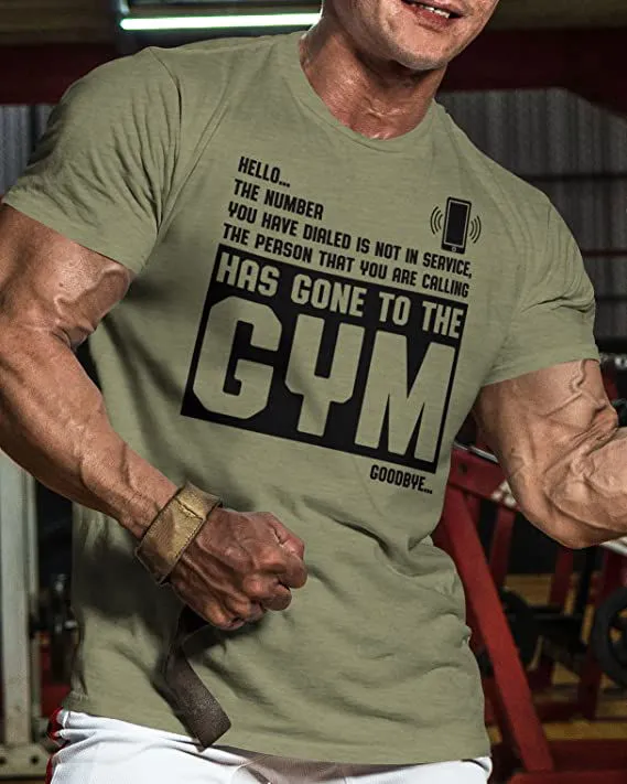 059. Hello... Goodbye Funny Motivational Workout Gym T-Shirt for Men