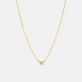 14K Gold Modern Diamond Solitaire Necklace
