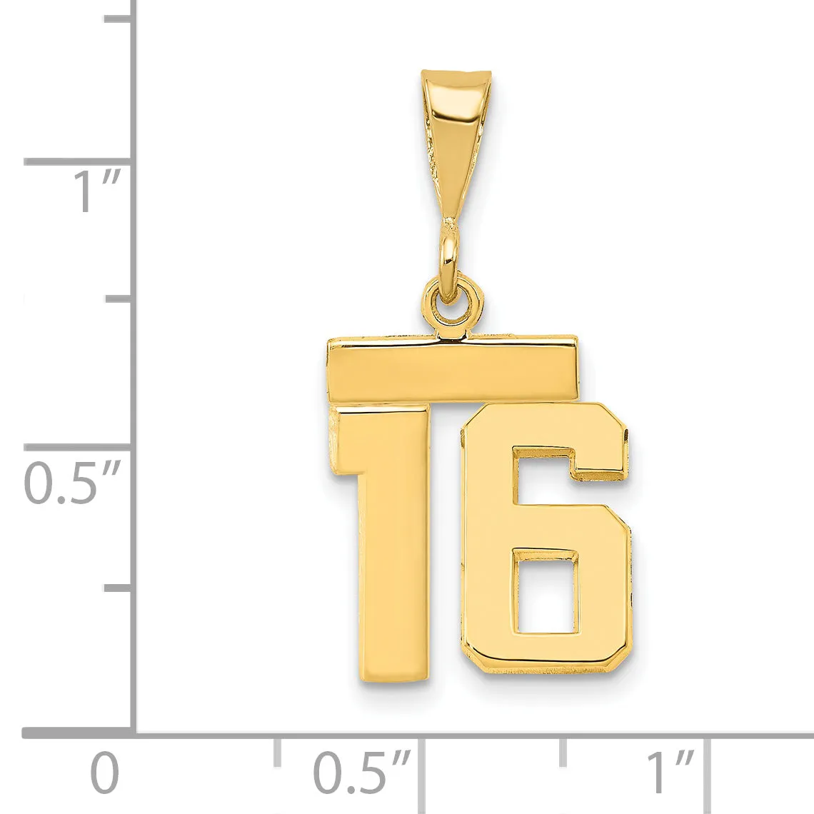 14k yellow gold small polished number 16 charm