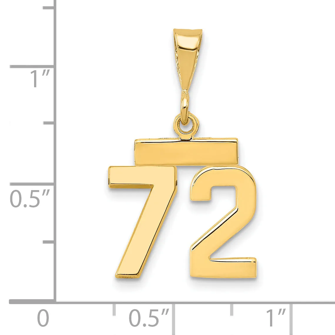 14k yellow gold small polished number 72 charm