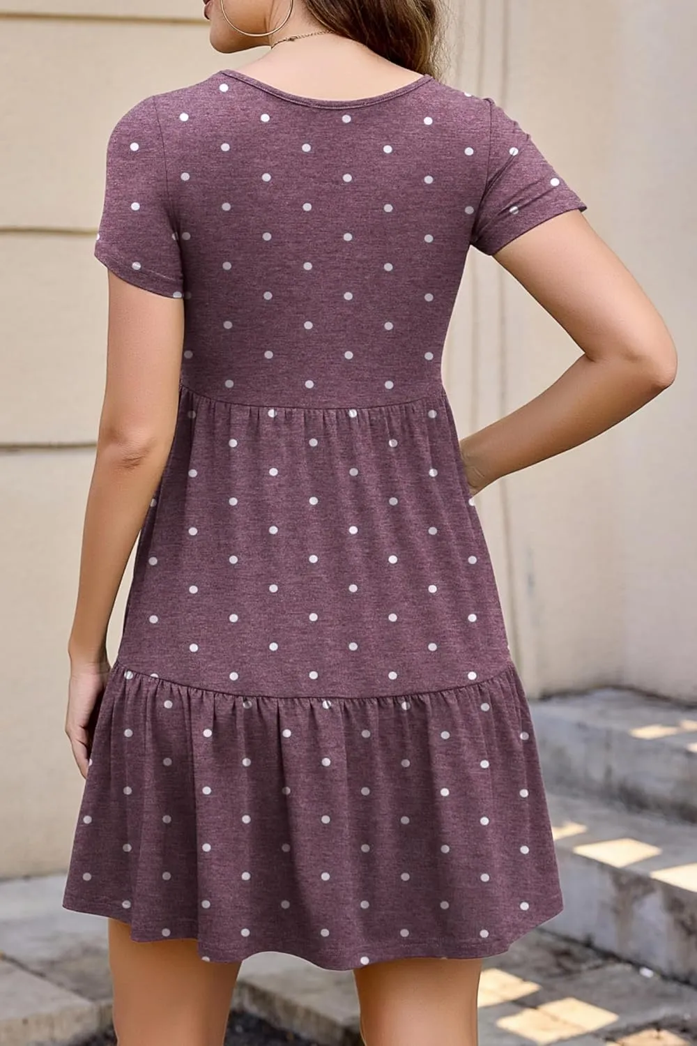 2025 Spring Summer Short Sleeve T-Shirt Dress – Ruffle Tiered Swing Sundress with Pockets for Beach & Daily Wear