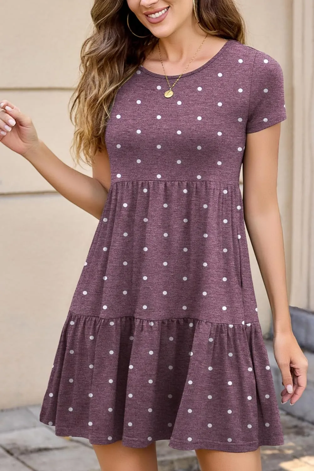 2025 Spring Summer Short Sleeve T-Shirt Dress – Ruffle Tiered Swing Sundress with Pockets for Beach & Daily Wear