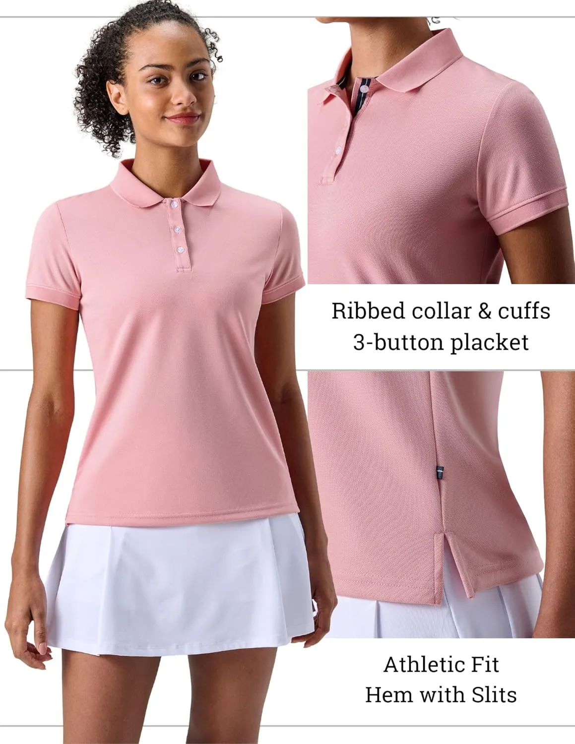 3 Pack Women's Athletic Dry Fit Polo Shirts, Wicking Short Sleeve Collared Golf T Shirt Tennis Tops