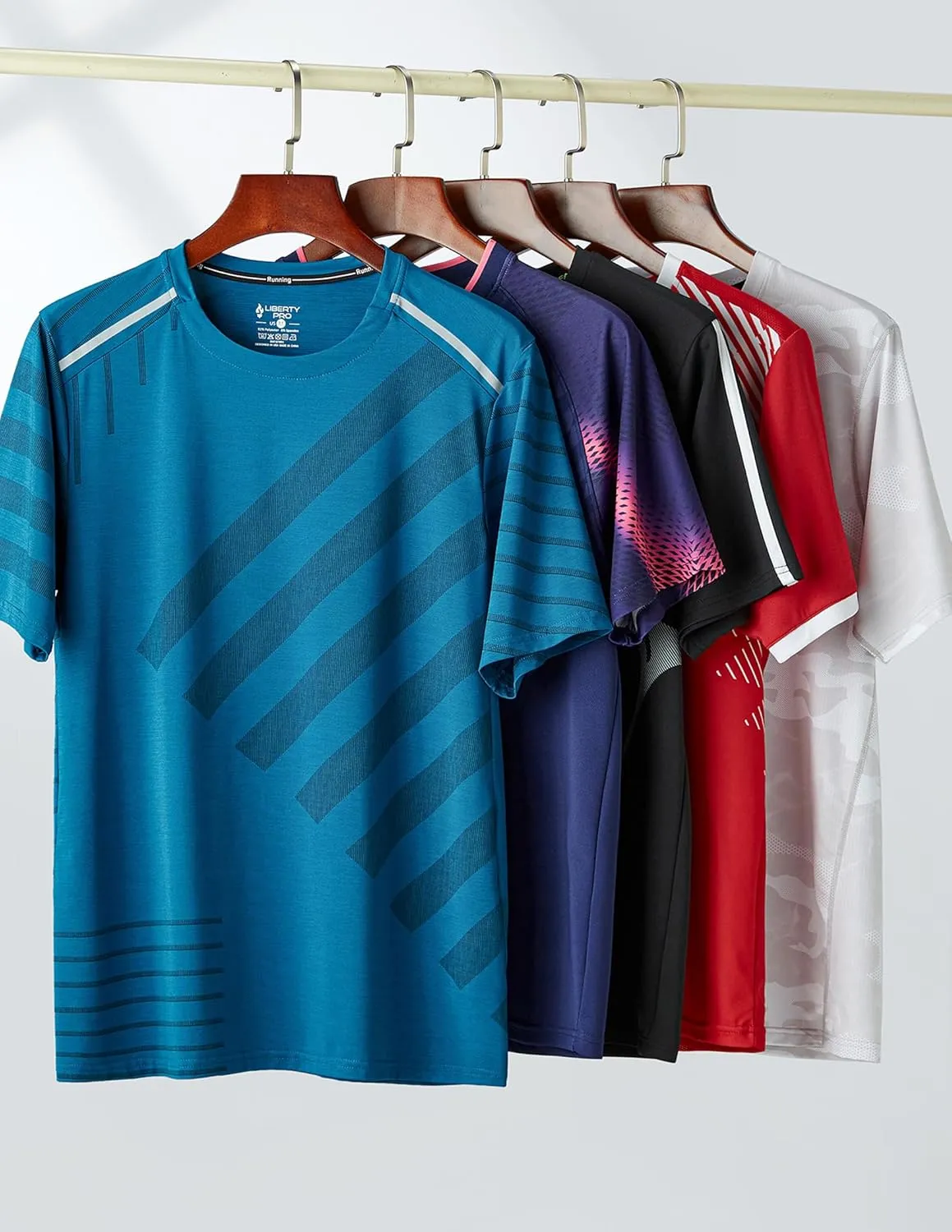 5 Pack Mens Active Quick Dry Crew Neck T Shirts | Athletic Running Gym Workout Short Sleeve Tee Tops Bulk