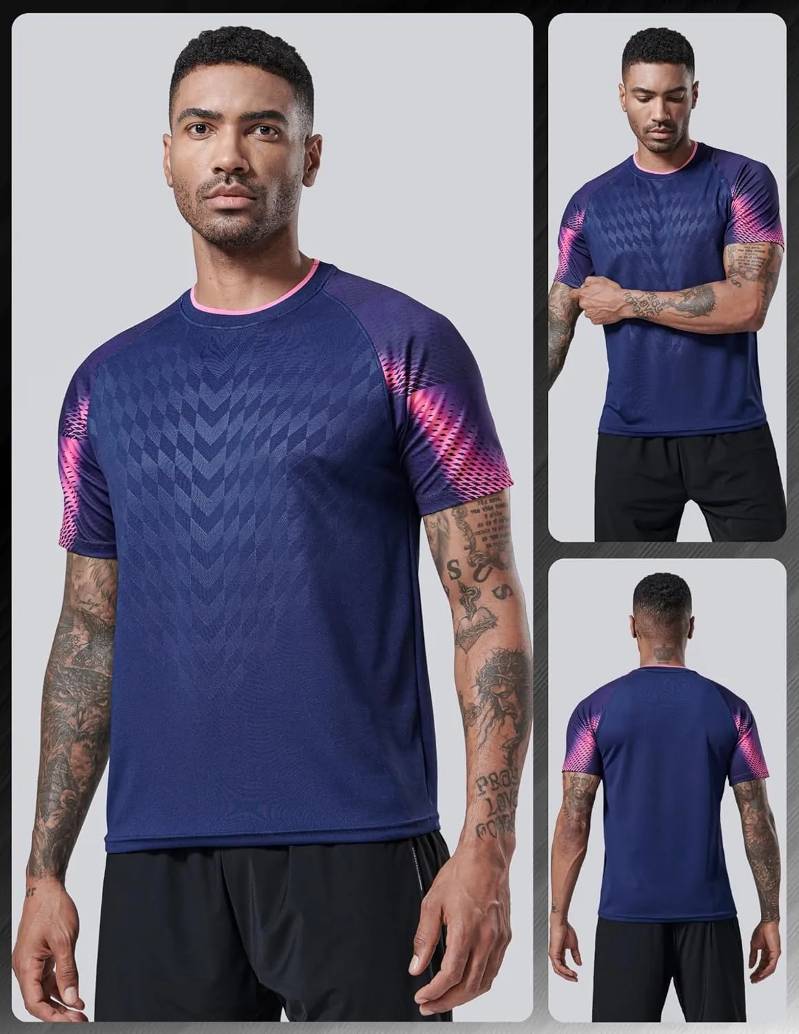 5 Pack Mens Active Quick Dry Crew Neck T Shirts | Athletic Running Gym Workout Short Sleeve Tee Tops Bulk