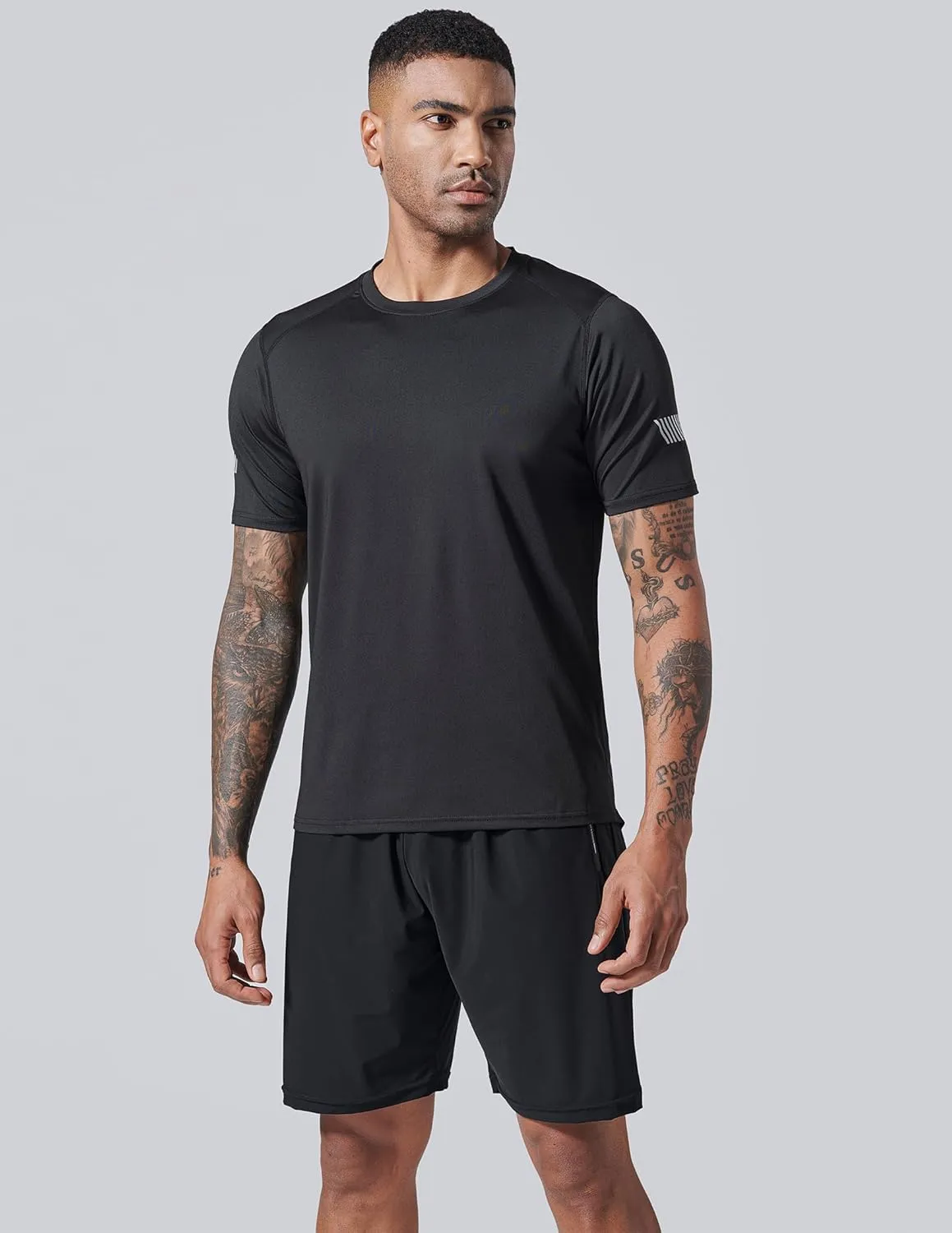 5 Pack Mens Active Quick Dry Crew Neck T Shirts | Athletic Running Gym Workout Short Sleeve Tee Tops Bulk