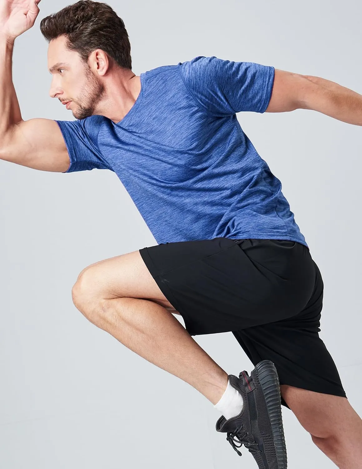 5 Pack Mens Active Quick Dry Crew Neck T Shirts | Athletic Running Gym Workout Short Sleeve Tee Tops Bulk