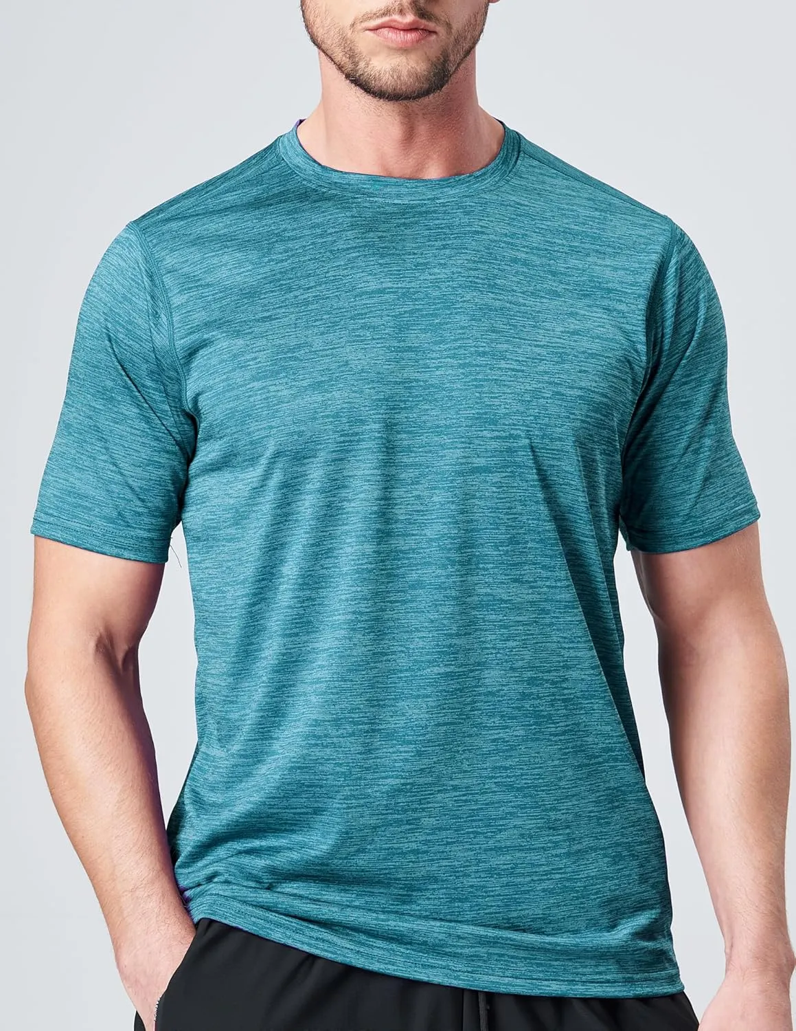 5 Pack Mens Active Quick Dry Crew Neck T Shirts | Athletic Running Gym Workout Short Sleeve Tee Tops Bulk