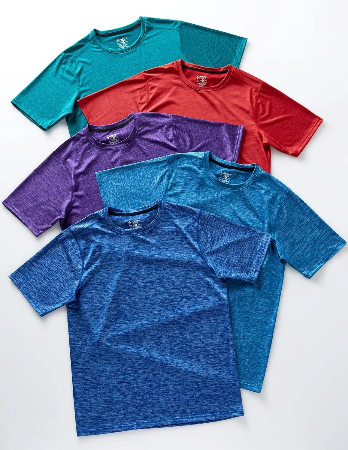 5 Pack Mens Active Quick Dry Crew Neck T Shirts | Athletic Running Gym Workout Short Sleeve Tee Tops Bulk