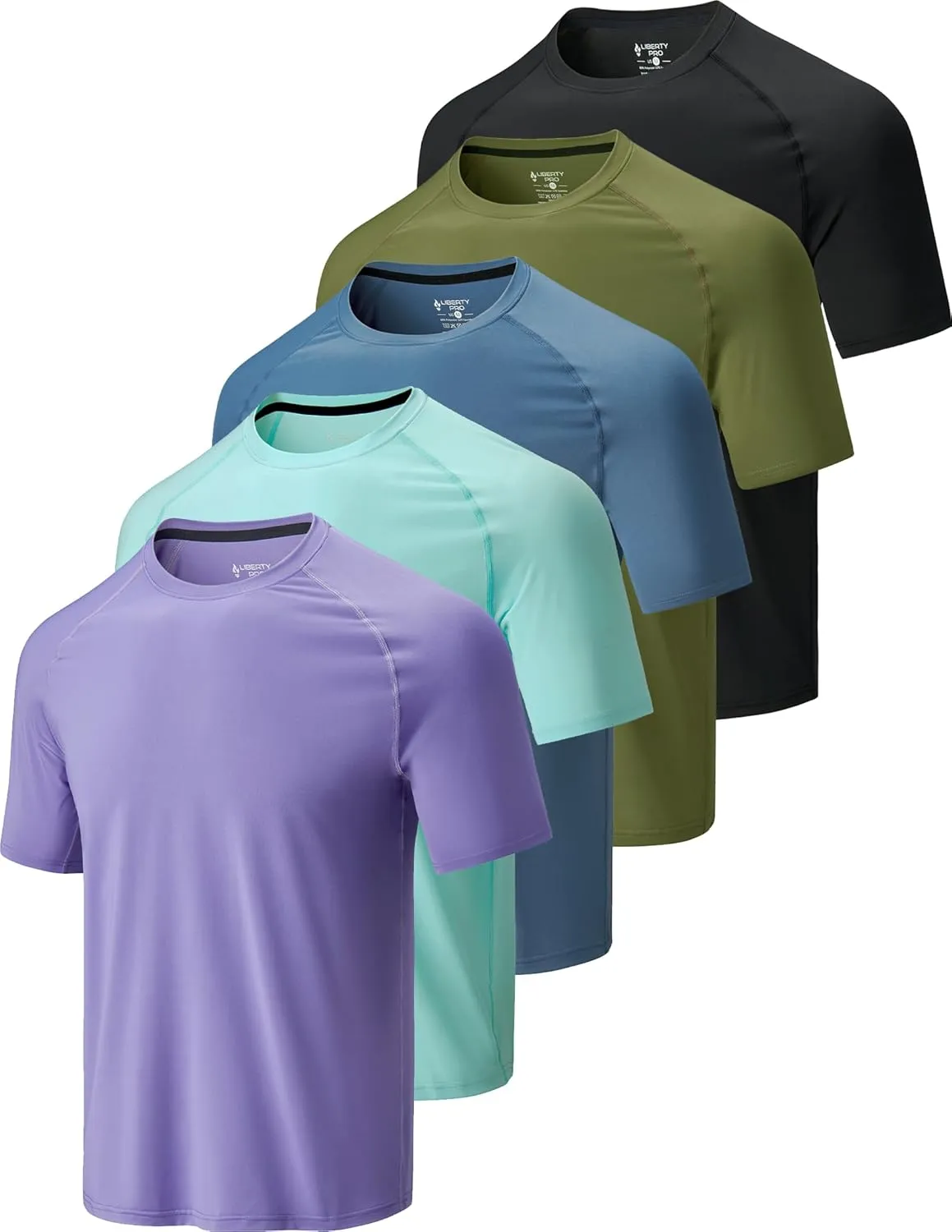 5 Pack Mens Active Quick Dry Crew Neck T Shirts | Athletic Running Gym Workout Short Sleeve Tee Tops Bulk