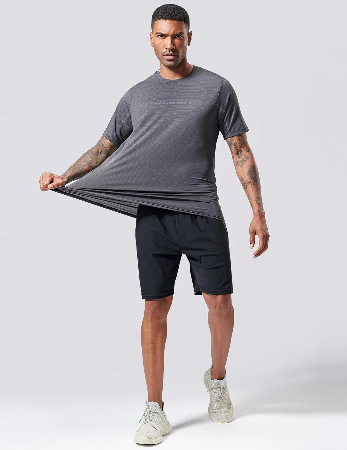 5 Pack Mens Active Quick Dry Crew Neck T Shirts | Athletic Running Gym Workout Short Sleeve Tee Tops Bulk