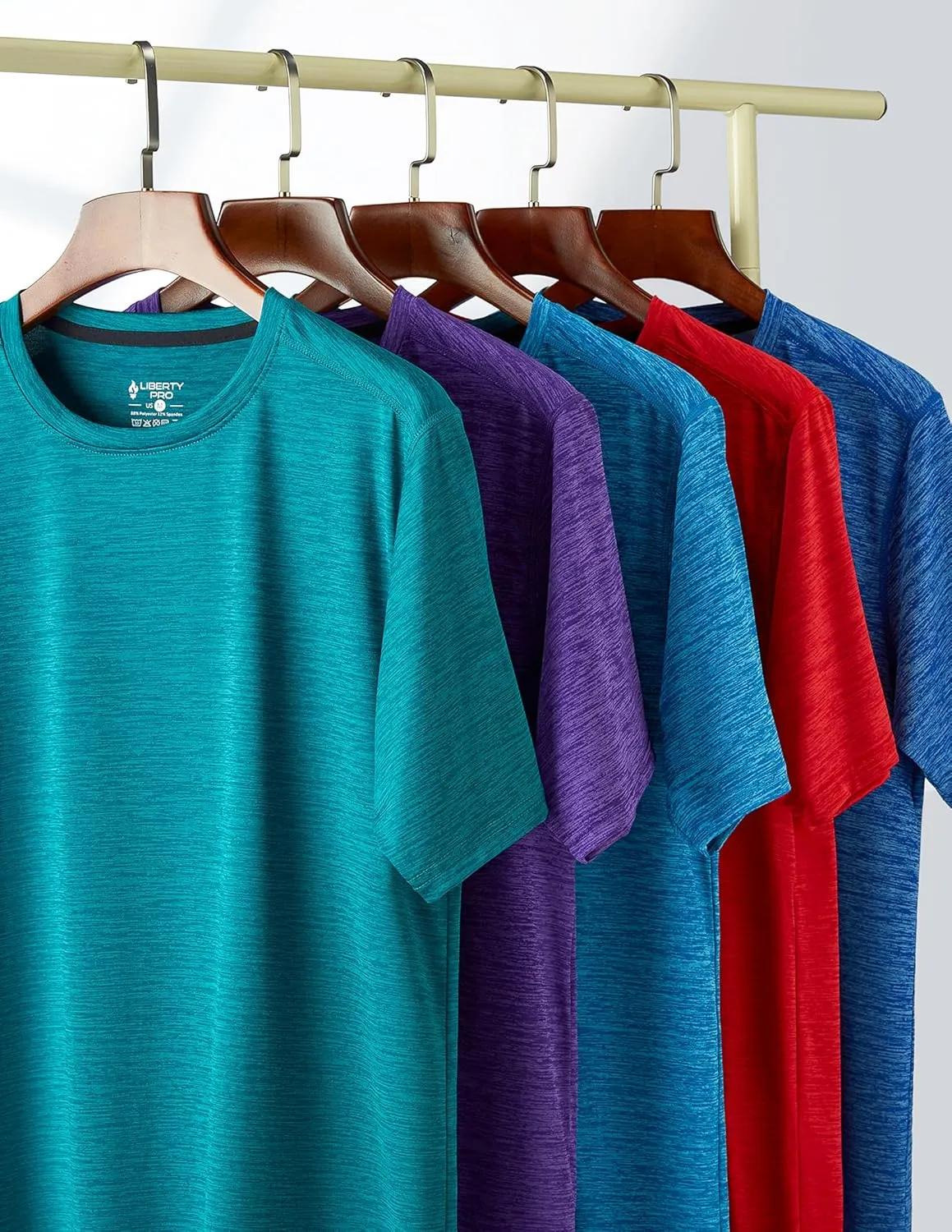 5 Pack Mens Active Quick Dry Crew Neck T Shirts | Athletic Running Gym Workout Short Sleeve Tee Tops Bulk
