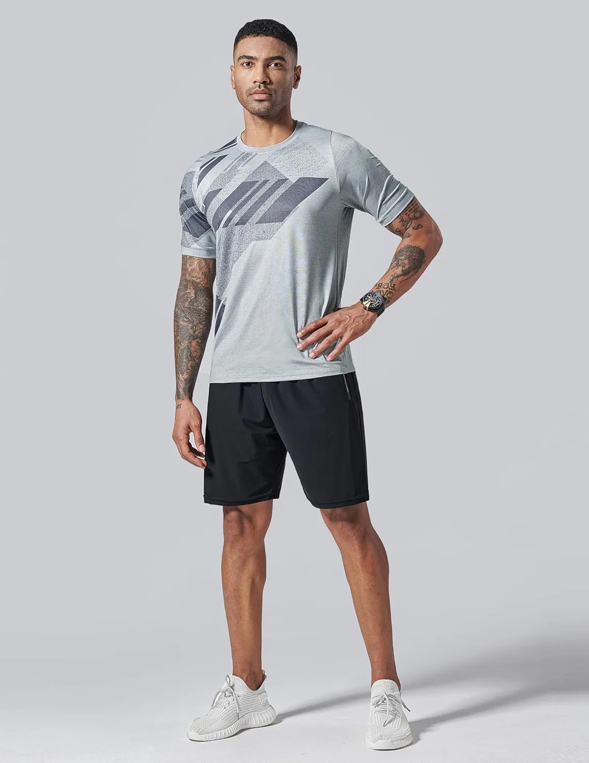 5 Pack Mens Active Quick Dry Crew Neck T Shirts | Athletic Running Gym Workout Short Sleeve Tee Tops Bulk