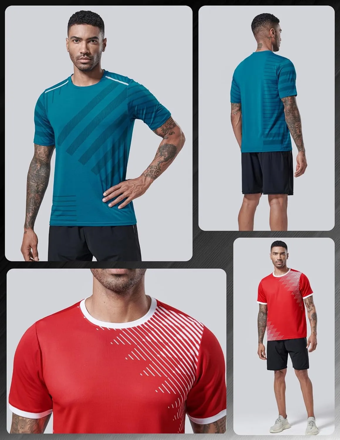 5 Pack Mens Active Quick Dry Crew Neck T Shirts | Athletic Running Gym Workout Short Sleeve Tee Tops Bulk