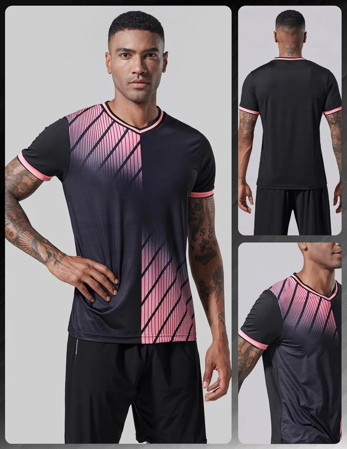 5 Pack Mens V-Neck Dry Fit T-Shirts, Active Athletic Short Sleeve Workout Tops, Performance Gym Tees (Available in Plus Size)