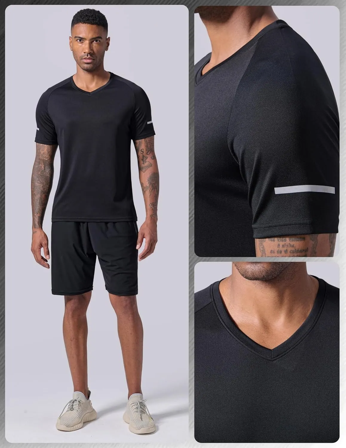 5 Pack Mens V-Neck Dry Fit T-Shirts, Active Athletic Short Sleeve Workout Tops, Performance Gym Tees (Available in Plus Size)