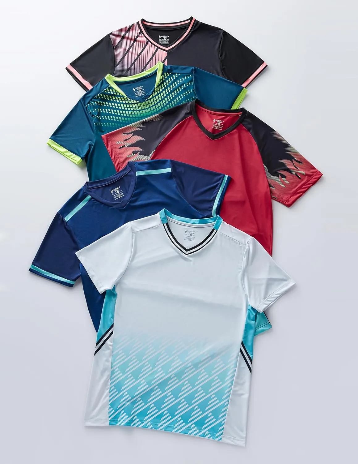 5 Pack Mens V-Neck Dry Fit T-Shirts, Active Athletic Short Sleeve Workout Tops, Performance Gym Tees (Available in Plus Size)