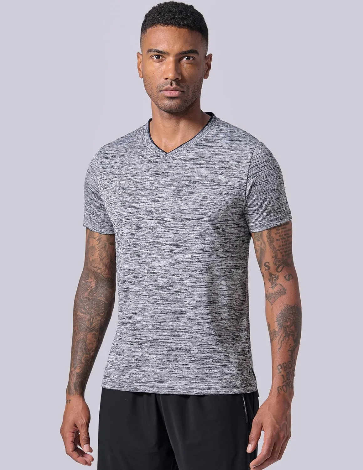 5 Pack Mens V-Neck Dry Fit T-Shirts, Active Athletic Short Sleeve Workout Tops, Performance Gym Tees (Available in Plus Size)