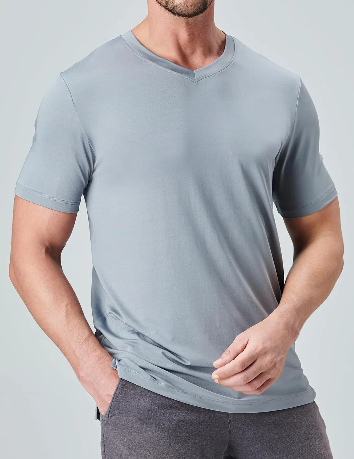 5 Pack Mens V-Neck Dry Fit T-Shirts, Active Athletic Short Sleeve Workout Tops, Performance Gym Tees (Available in Plus Size)