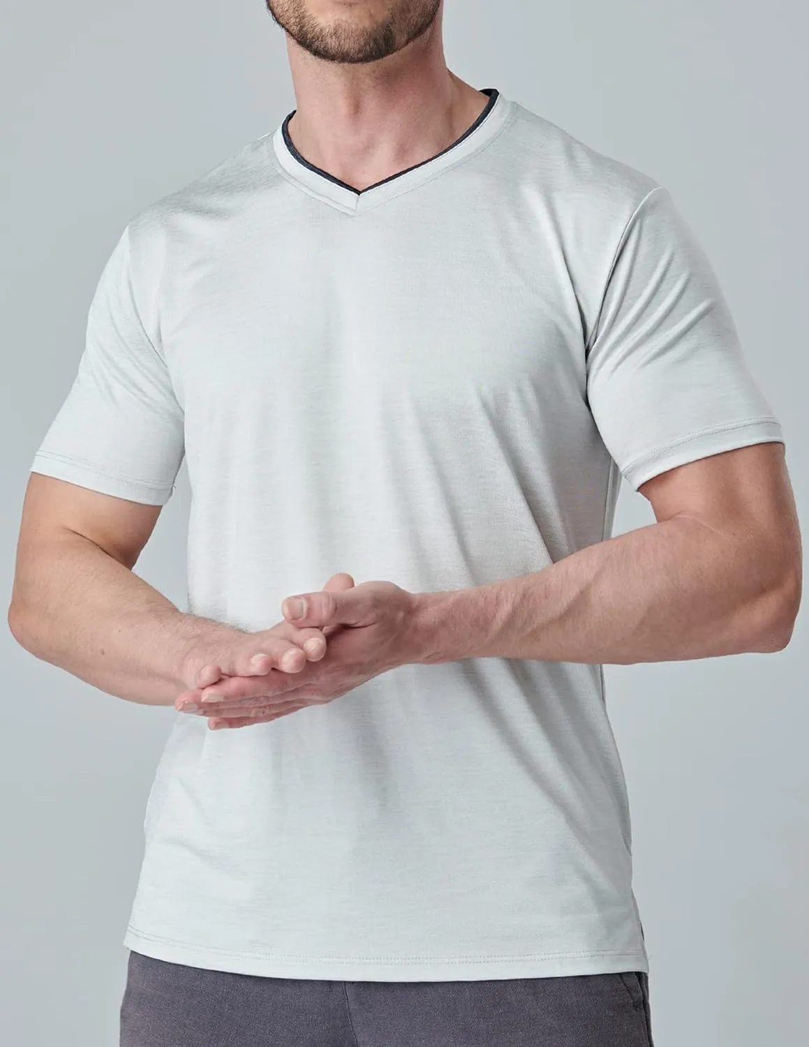 5 Pack Mens V-Neck Dry Fit T-Shirts, Active Athletic Short Sleeve Workout Tops, Performance Gym Tees (Available in Plus Size)