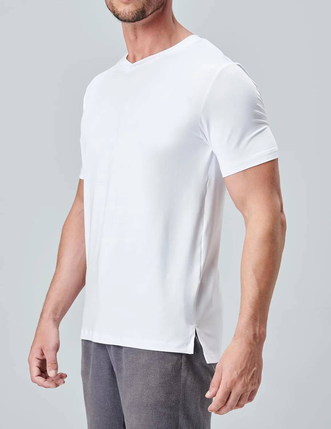 5 Pack Mens V-Neck Dry Fit T-Shirts, Active Athletic Short Sleeve Workout Tops, Performance Gym Tees (Available in Plus Size)