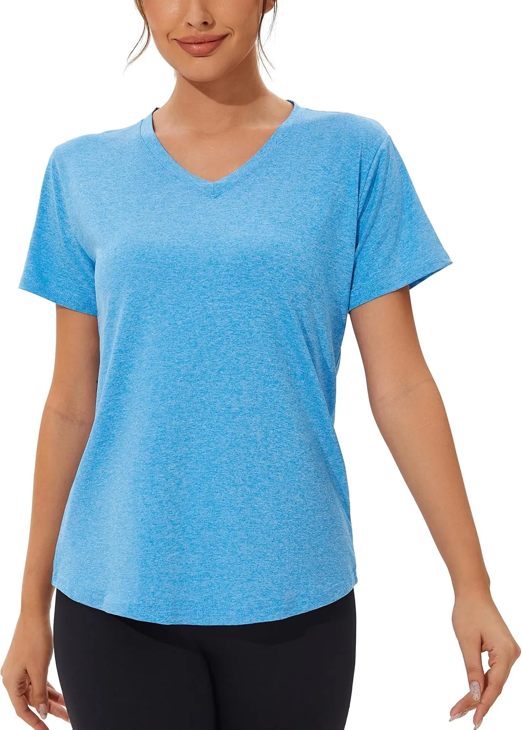6 Pack Workout Shirts Women V-Neck T Shirts Athletic Short Sleeve UPF 50  UV Sun Protection Quick Dry Gym Running Yoga Tops
