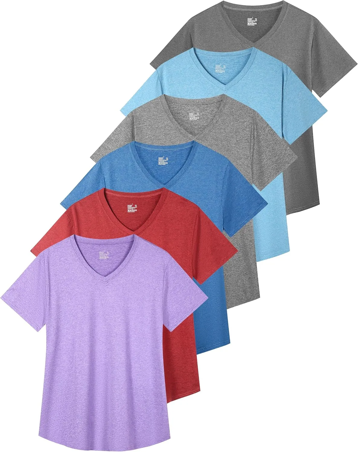 6 Pack Workout Shirts Women V-Neck T Shirts Athletic Short Sleeve UPF 50  UV Sun Protection Quick Dry Gym Running Yoga Tops