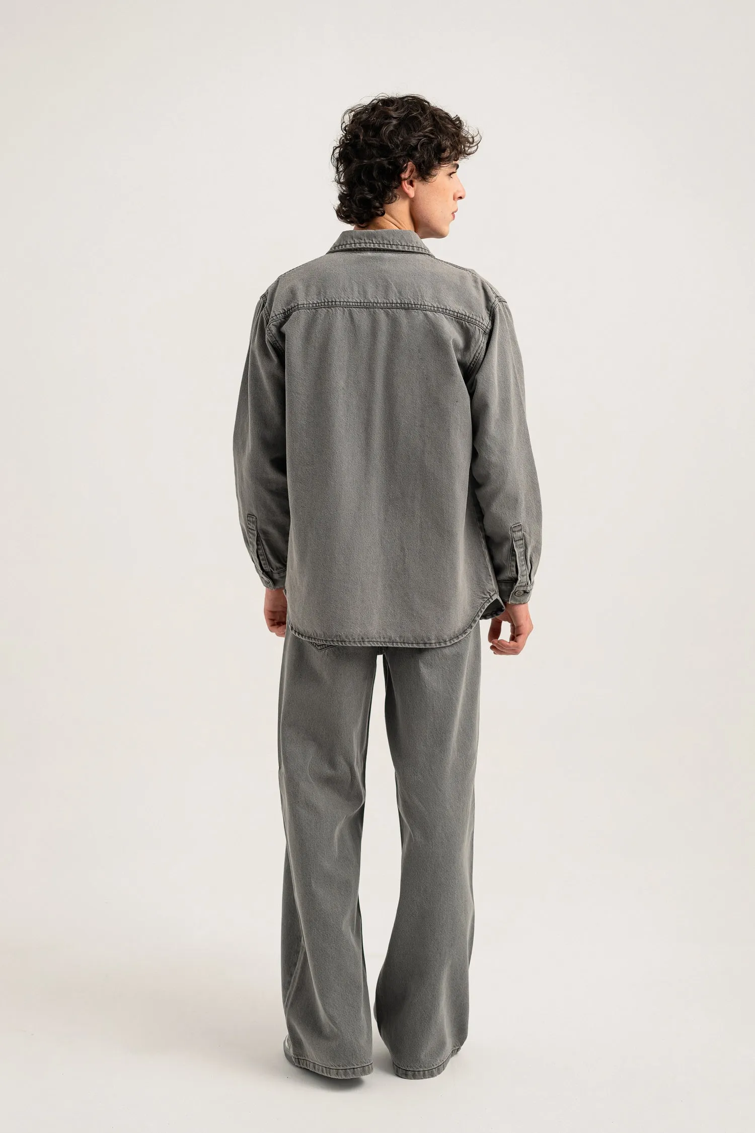 Acid Grey Regular Fit Denim Shacket