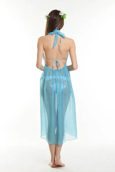 Backless beach dresses blue