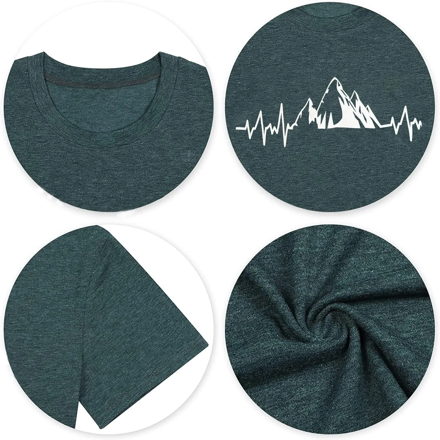 Beach Heartbeat T Shirt for Women Love Heart Graphic Tees Print Shirts Short Sleeve Casual Summer Vacation Tee Tops