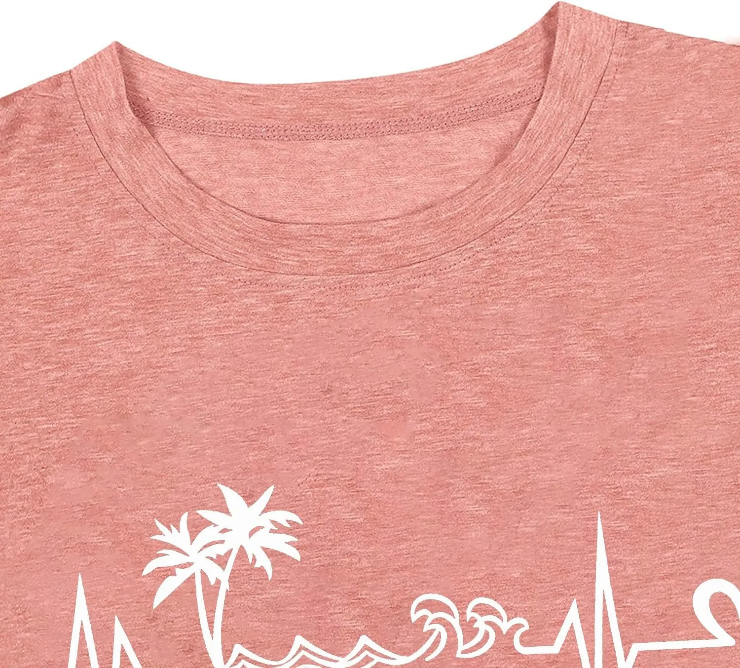 Beach Heartbeat T Shirt for Women Love Heart Graphic Tees Print Shirts Short Sleeve Casual Summer Vacation Tee Tops