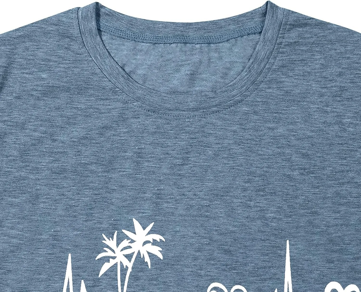 Beach Heartbeat T Shirt for Women Love Heart Graphic Tees Print Shirts Short Sleeve Casual Summer Vacation Tee Tops