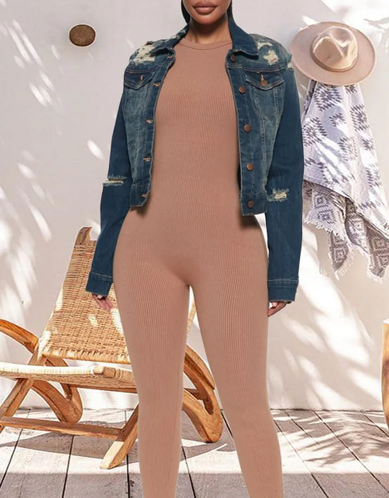 BessCops Denim Jacket for Women Spring Long Sleeve Classic Distressed Butterfly Jean Trucker Jackets