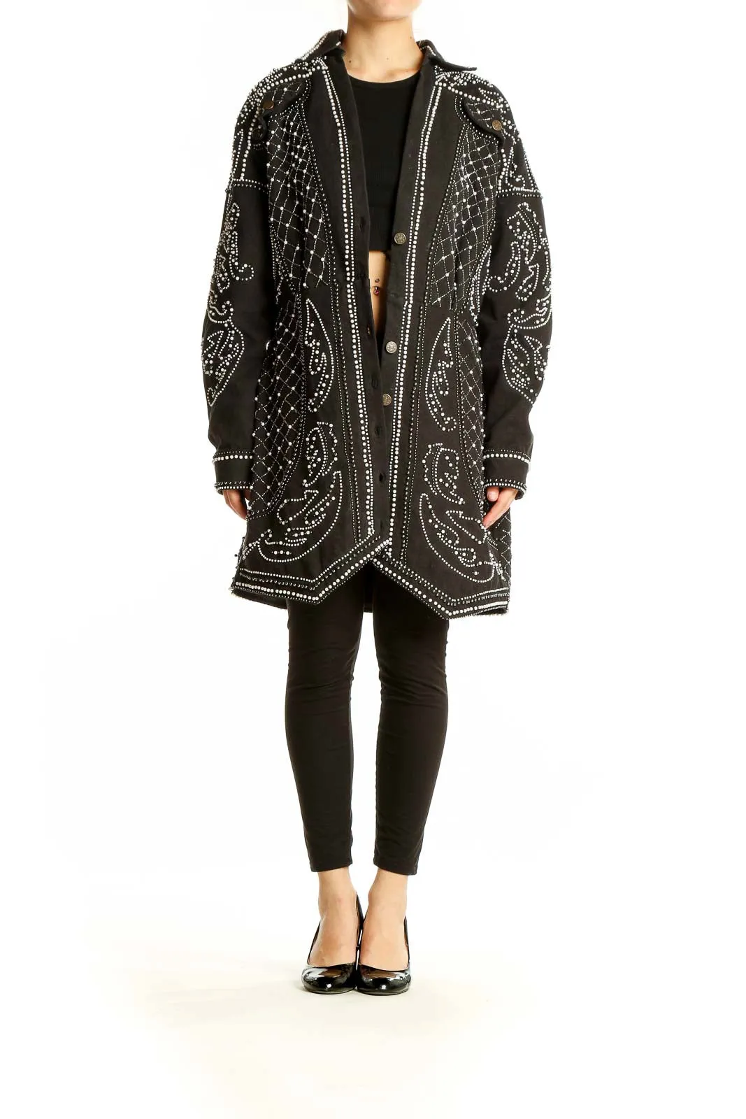 Black Embellished Oversized Jacket
