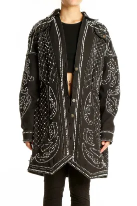 Black Embellished Oversized Jacket