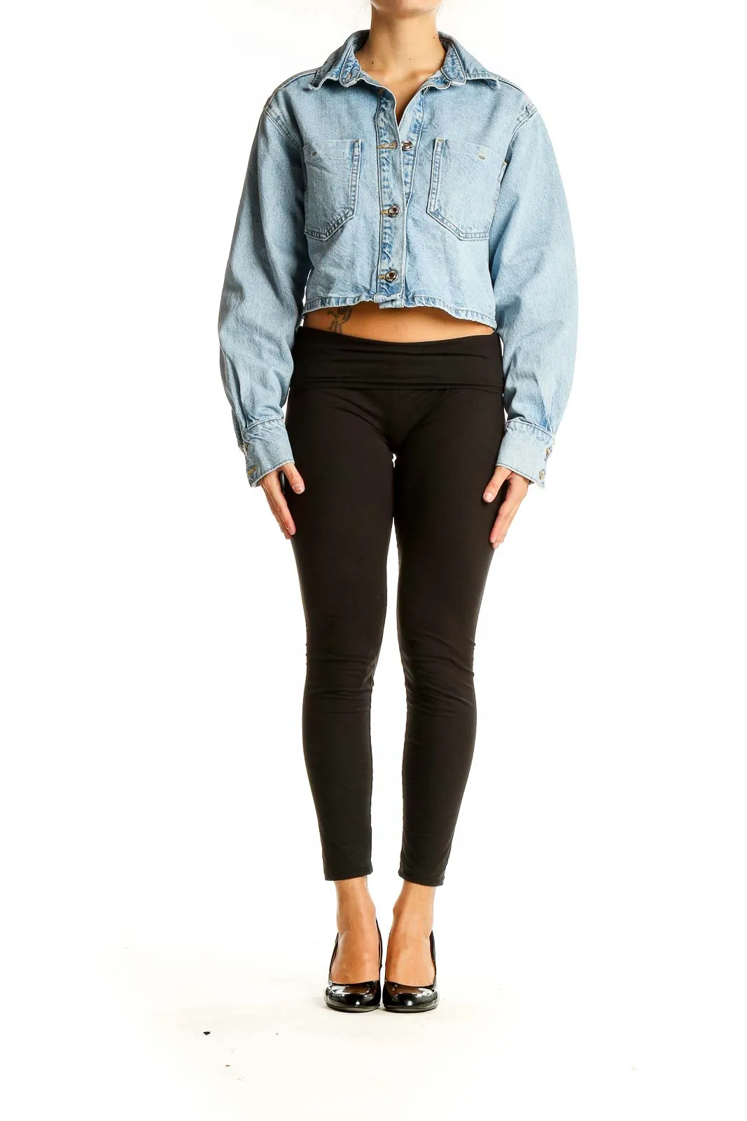 Blue Cropped Denim Jacket