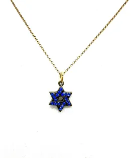 Blue Crystal Star of David Necklace