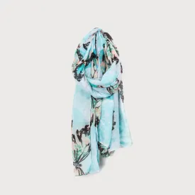 BLUE LIGHTWEIGHT BUTTERFLY PRINT SCARF