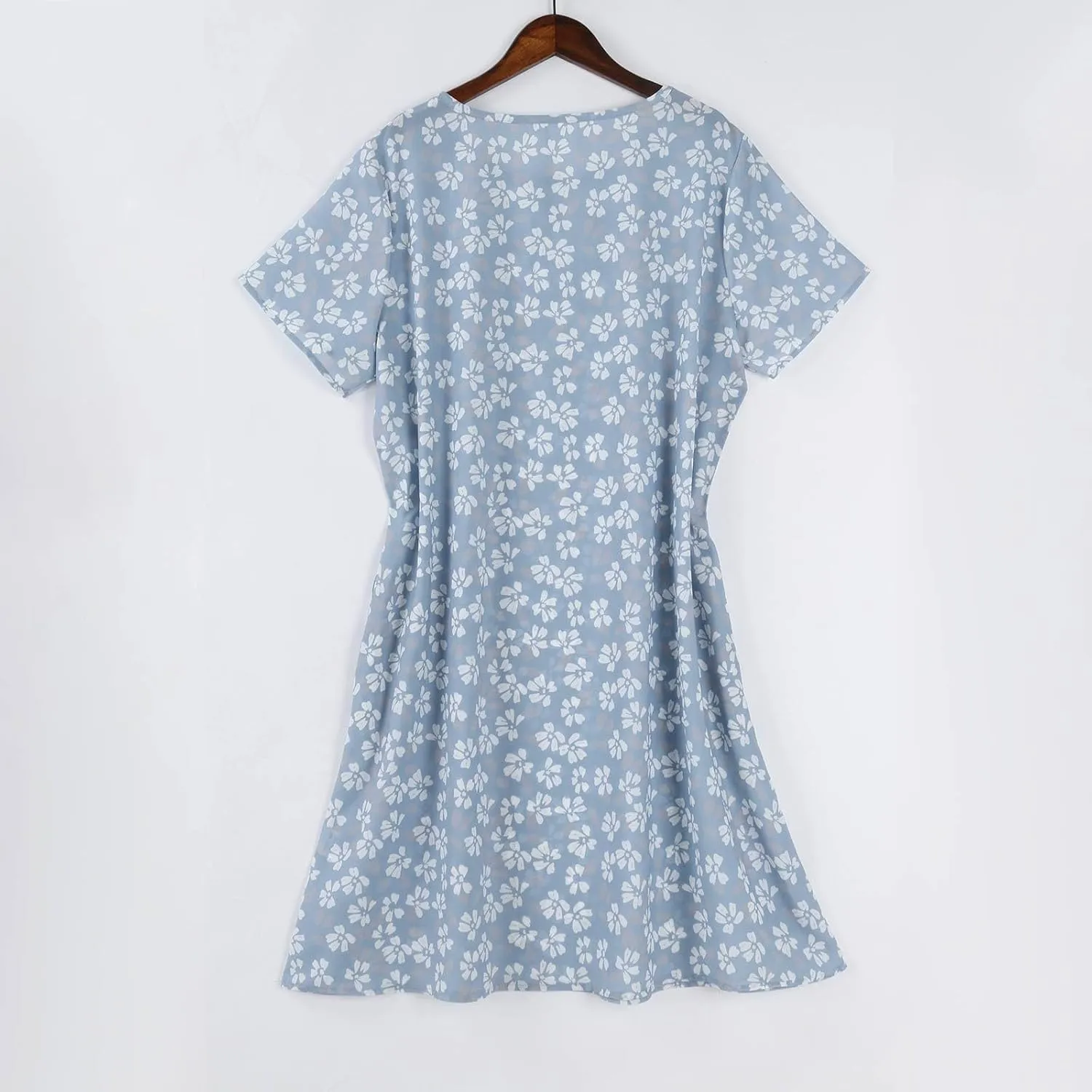 Boho Dresses for Women 2025 Summer Floral Print Short Sleeve Midi Dress Casual Loose A Line Beach Sun Dresses with Pockets