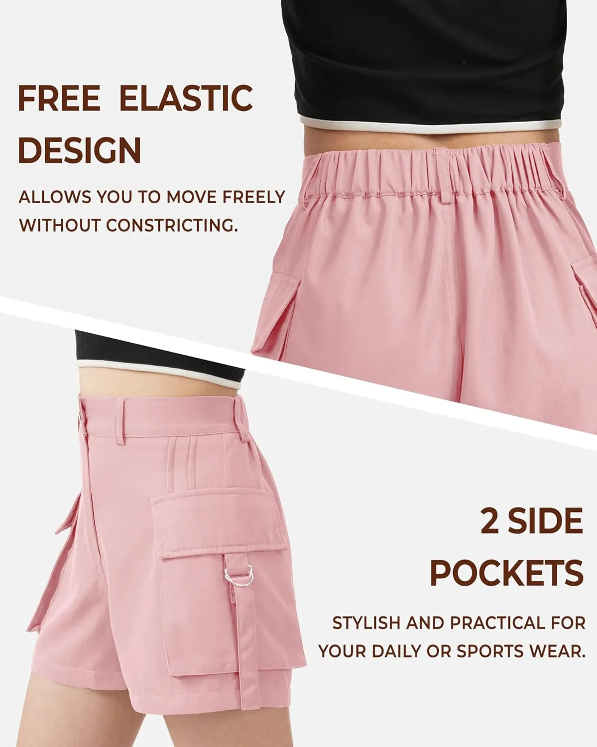 BOOPH Girls Hiking Cargo Shorts Kids Lightweight Pockets Athletic Summer Casual Uniform Shorts for Girls 6-14Y