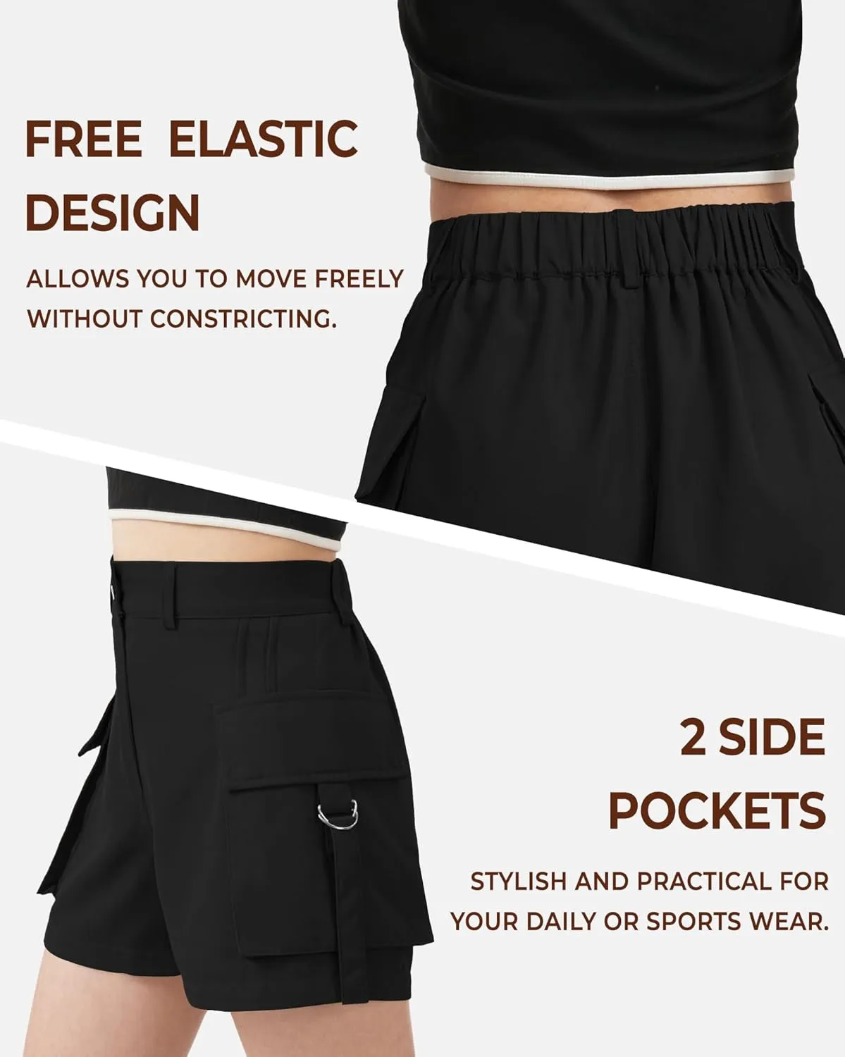 BOOPH Girls Hiking Cargo Shorts Kids Lightweight Pockets Athletic Summer Casual Uniform Shorts for Girls 6-14Y