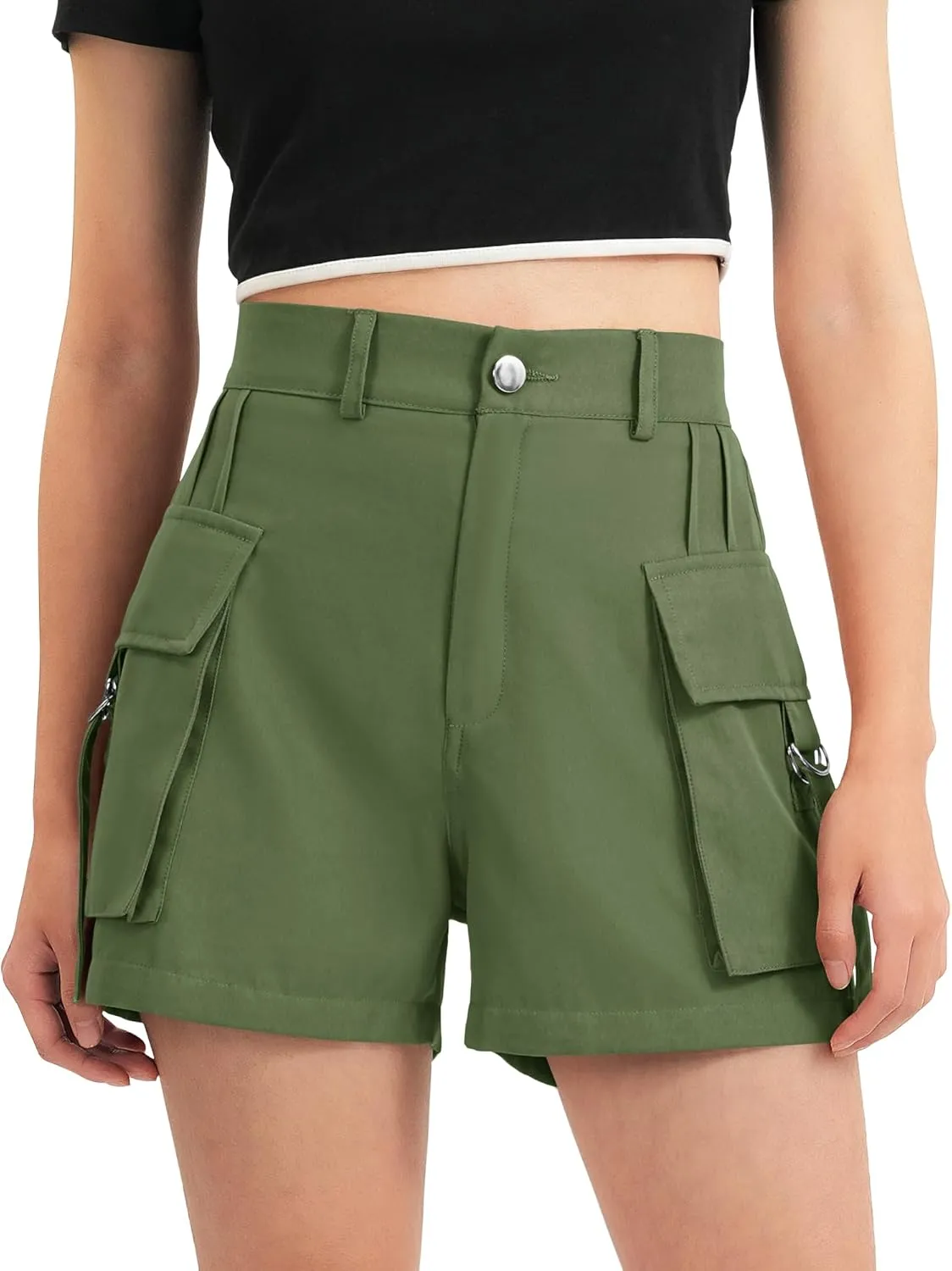 BOOPH Girls Hiking Cargo Shorts Kids Lightweight Pockets Athletic Summer Casual Uniform Shorts for Girls 6-14Y