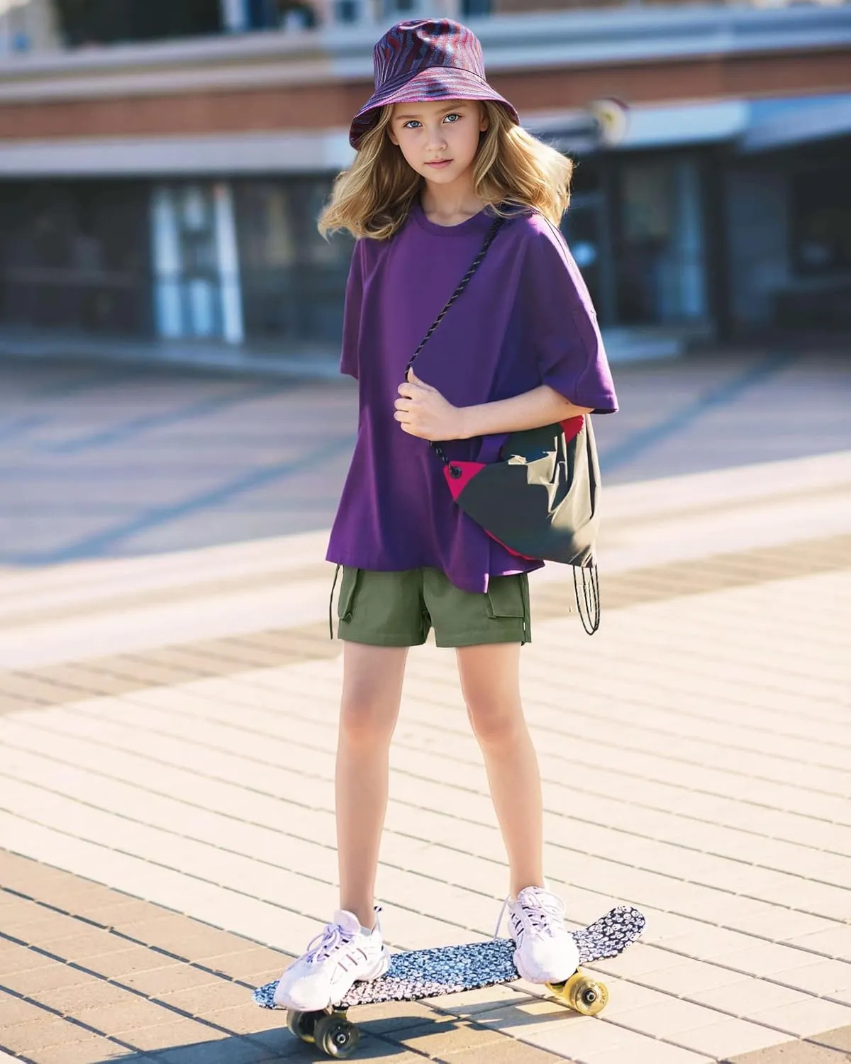 BOOPH Girls Hiking Cargo Shorts Kids Lightweight Pockets Athletic Summer Casual Uniform Shorts for Girls 6-14Y