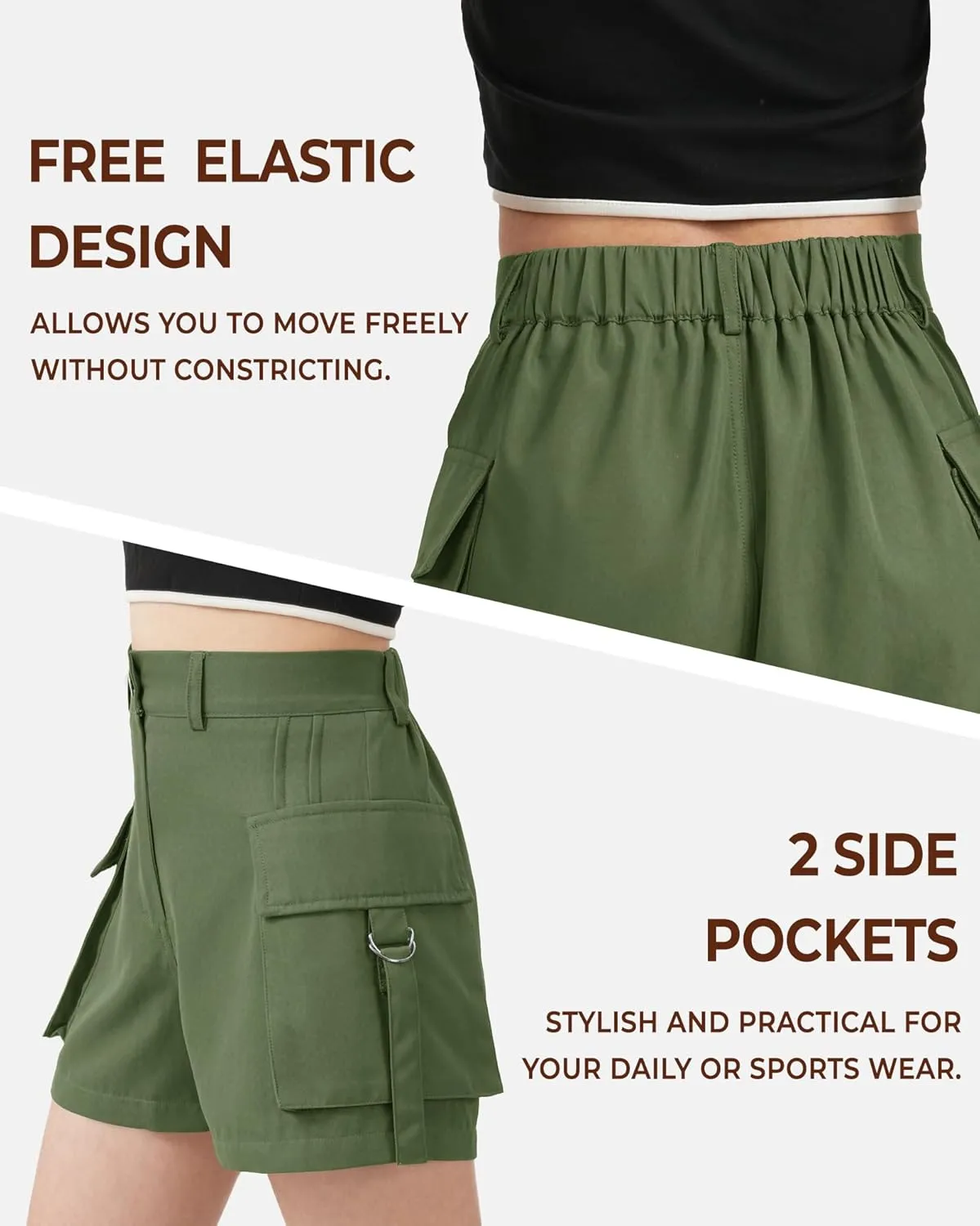 BOOPH Girls Hiking Cargo Shorts Kids Lightweight Pockets Athletic Summer Casual Uniform Shorts for Girls 6-14Y