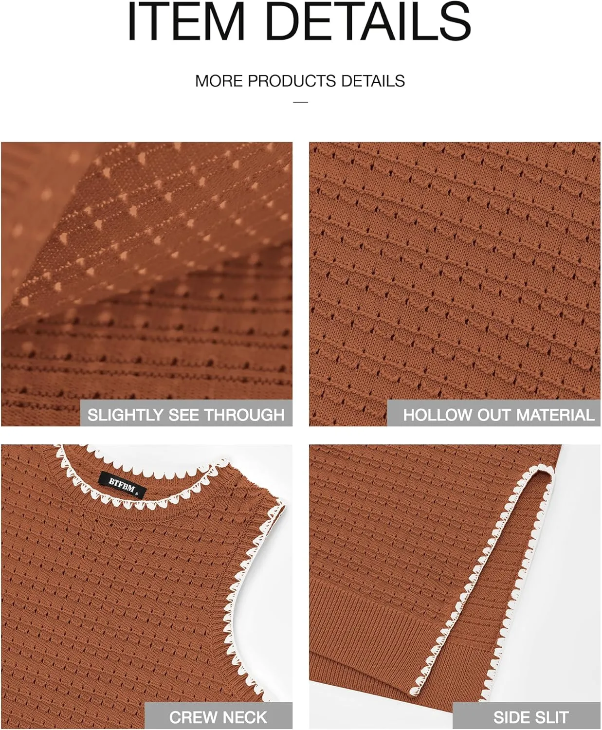 BTFBM Womens Knit Bodycon Midi Dress Casual Sleeveless See Through Cover Up Dresses Crew Neck Slit Tank Summer Dresses