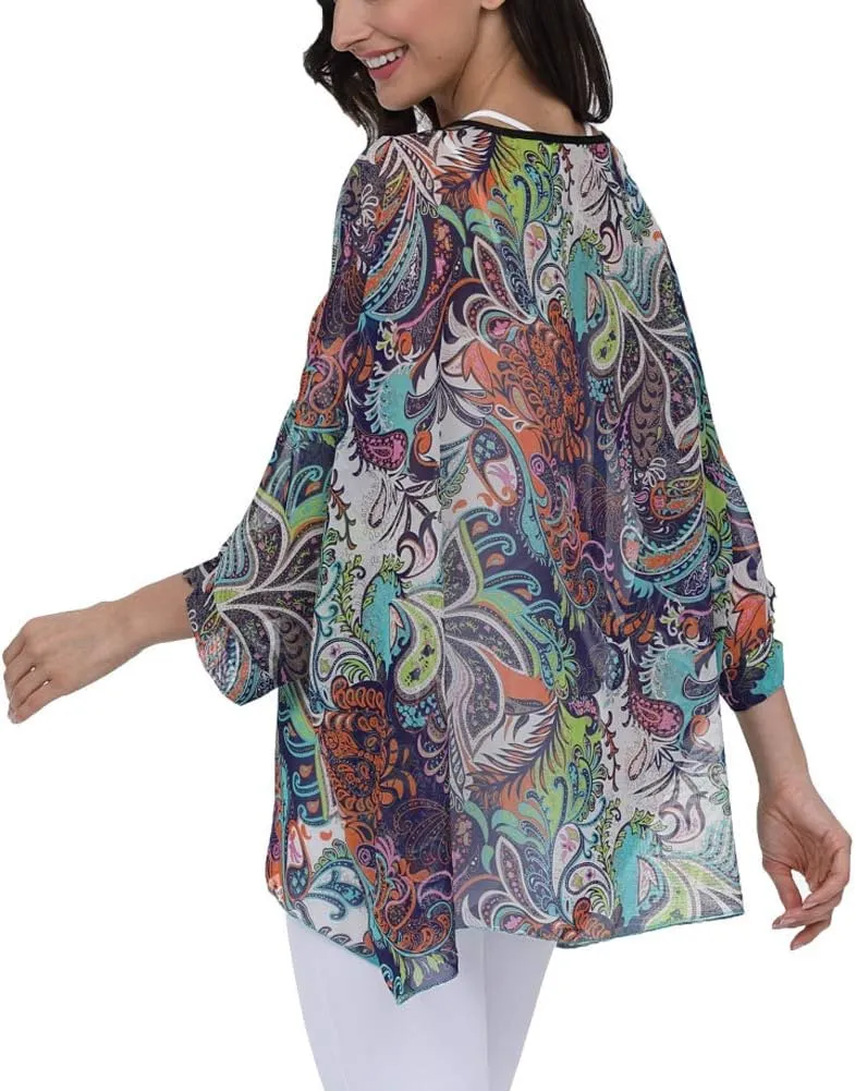 Ckikiou Plus Size Floral Chiffon Tunics Blouses for Women Batwing Summer Boho Shirts Beach Cover ups