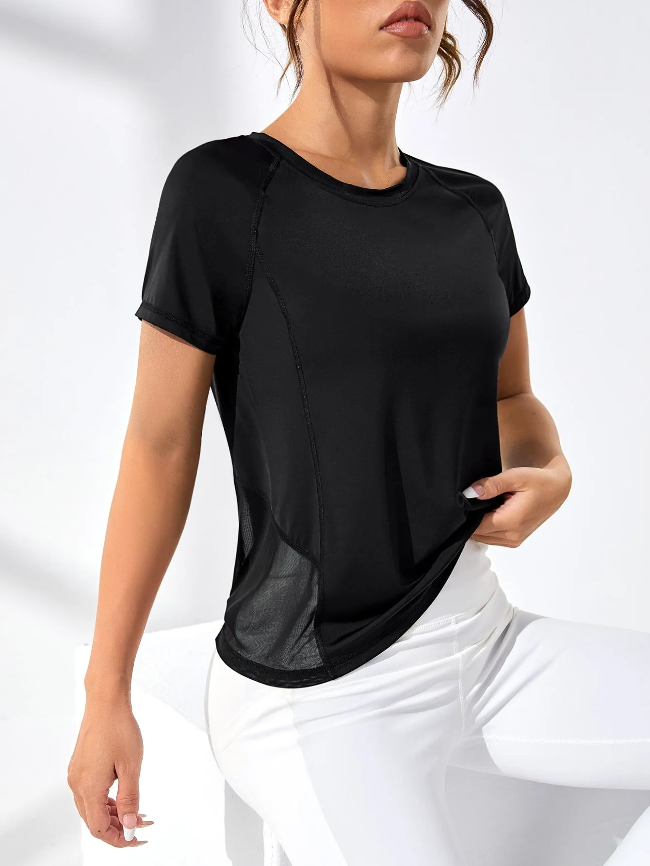 Contrast Mesh Raglan Sleeve Active Tee SS23 - FD