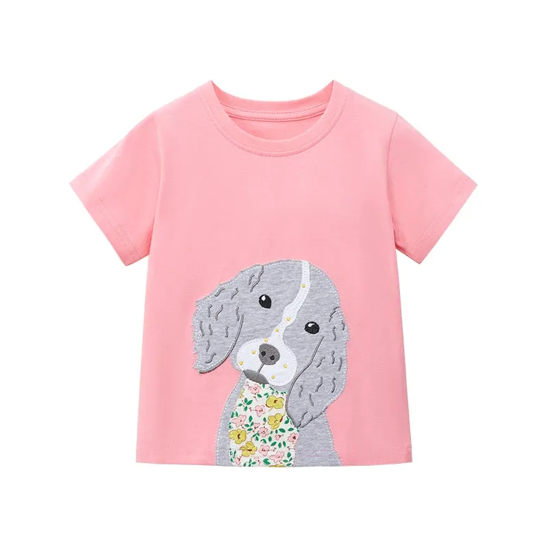 Cotton T-shirt Short Sleeves Summer Clothes with Little Bees Lovely for Baby Girls Kids 2 to 7 year
