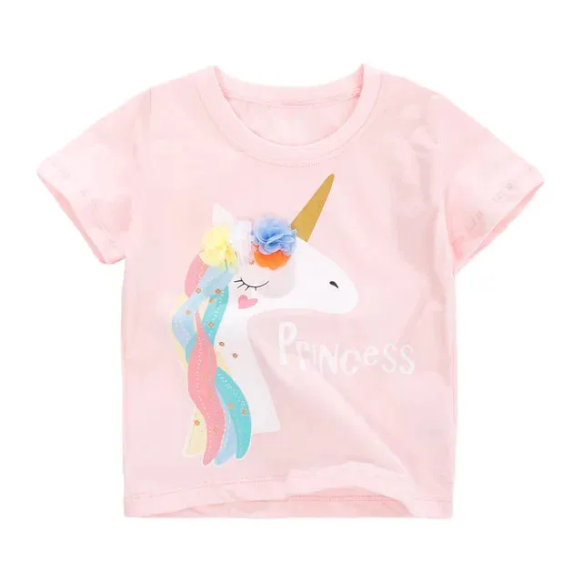 Cotton T-shirt Short Sleeves Summer Clothes with Little Bees Lovely for Baby Girls Kids 2 to 7 year