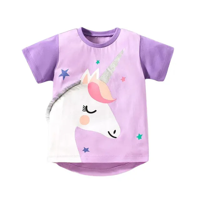 Cotton T-shirt Short Sleeves Summer Clothes with Little Bees Lovely for Baby Girls Kids 2 to 7 year